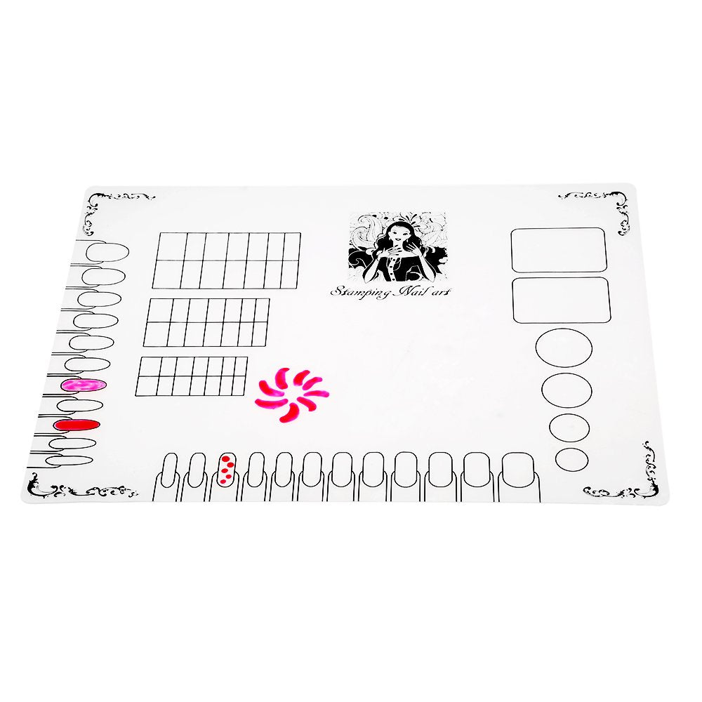 Anself Nail Art Silicone Mat Foldable Washable Table Pad Nail Practice Workspace Design Plate For Stamping Reverse Stamp