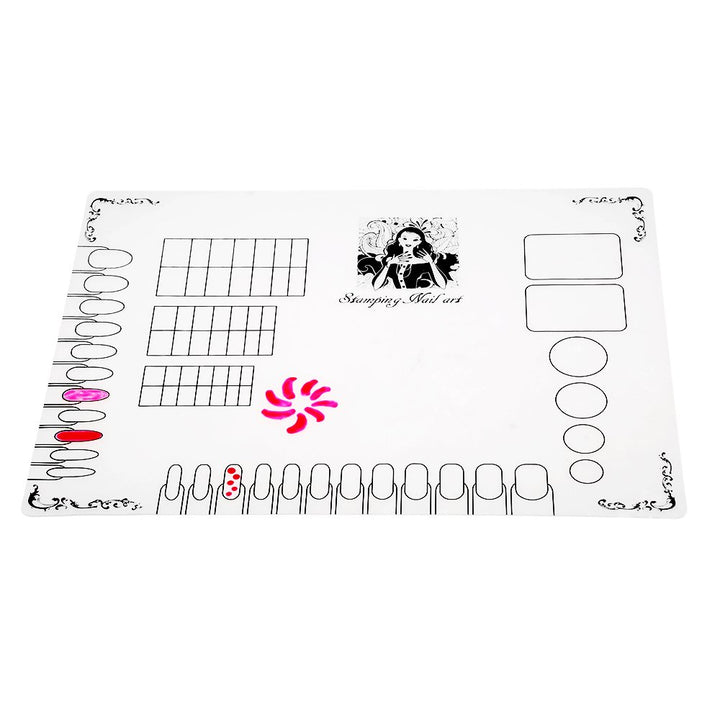 Anself Nail Art Silicone Mat Foldable Washable Table Pad Nail Practice Workspace Design Plate For Stamping Reverse Stamp