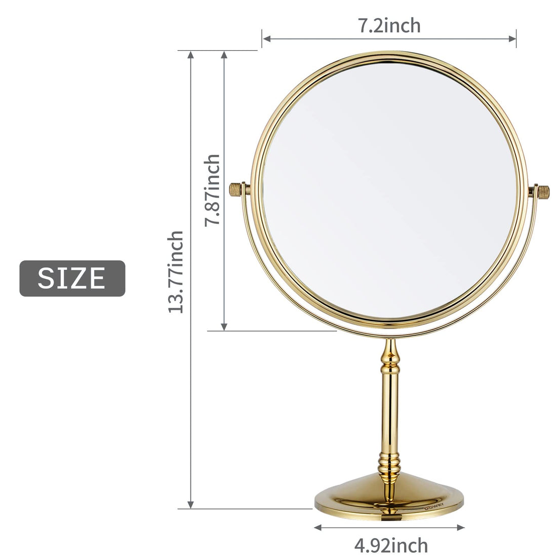 DOWRY 8-Inch Tabletop Swivel Vanity Magnifying Mirror 10x Magnification,Gold Finish, Double Sided 2202J(10x)