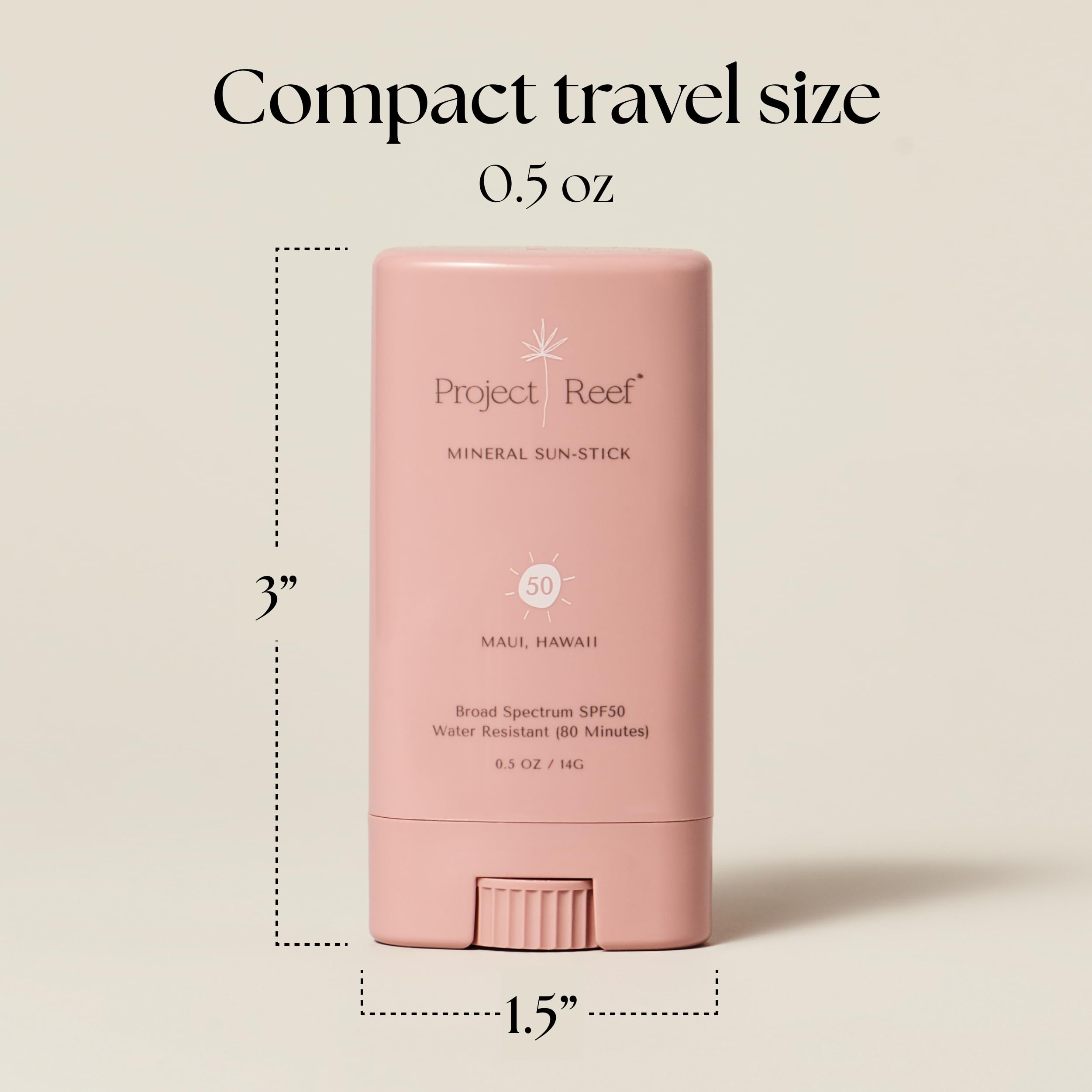 Project Reef SPF 50 Sheer Mineral Sunscreen Stick - Vegan, Reef Safe, Non-Nano Zinc, Face Sunblock Stick, No White Residue, Ideal for Travel & Kids