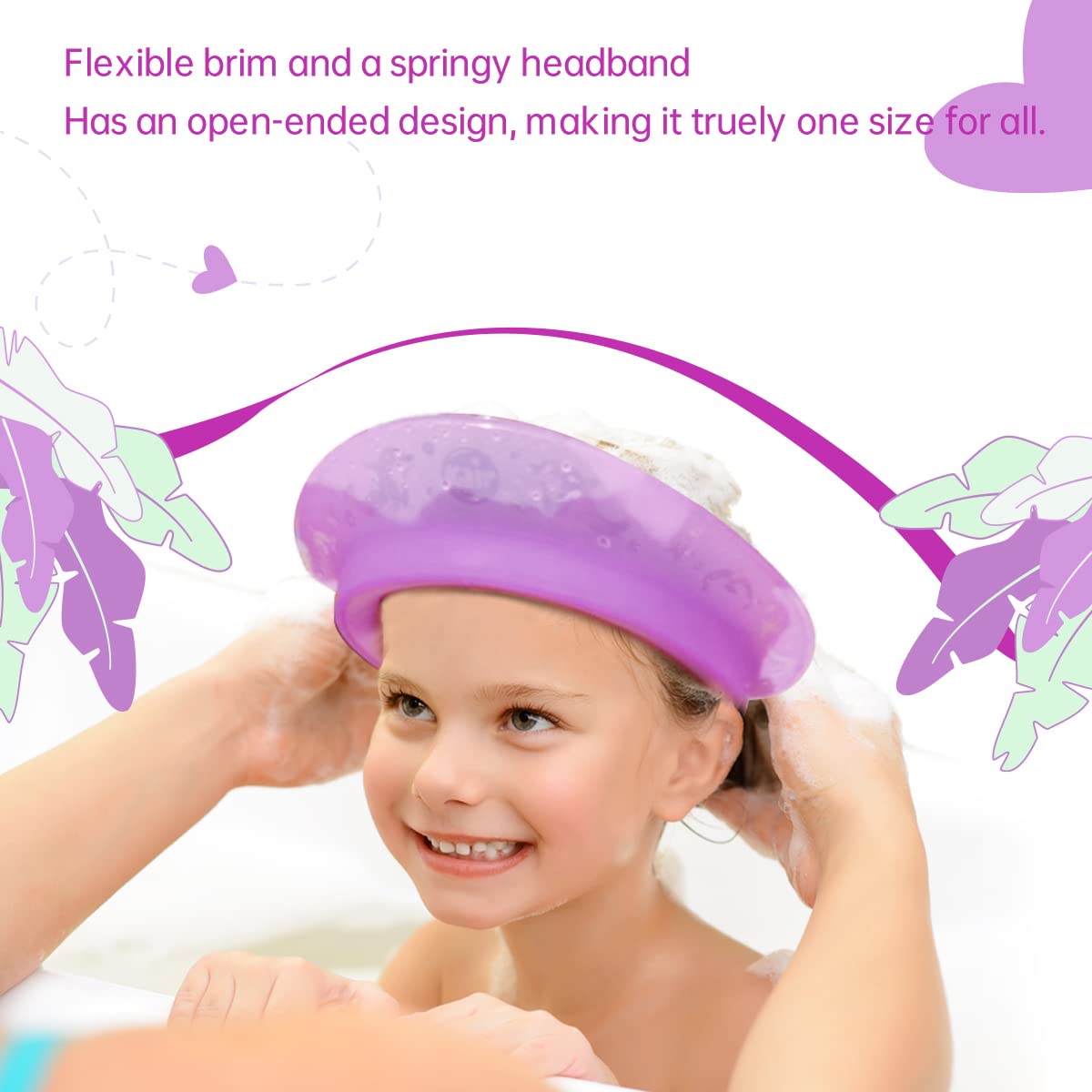 Kair Air Cushioned Bath Visor, Shower Cap For Kids, Hair Washing Hat For Toddlers Adults, Purple