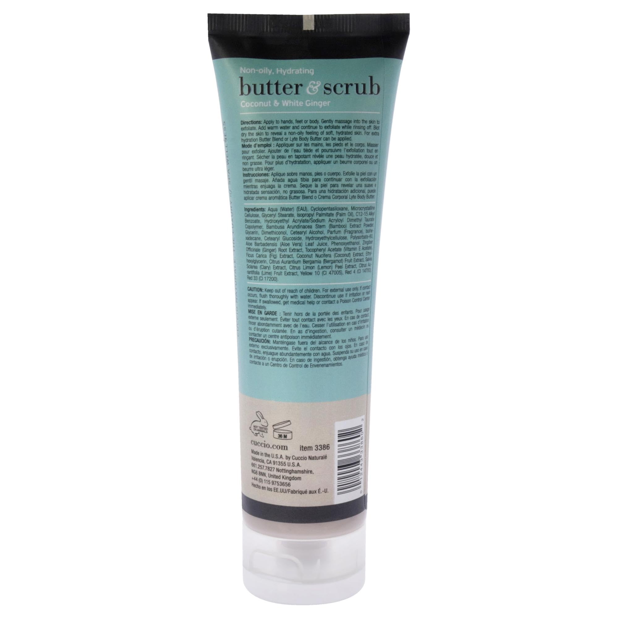 Cuccio Coconut & White Ginger Butter & Scrub  4 oz.