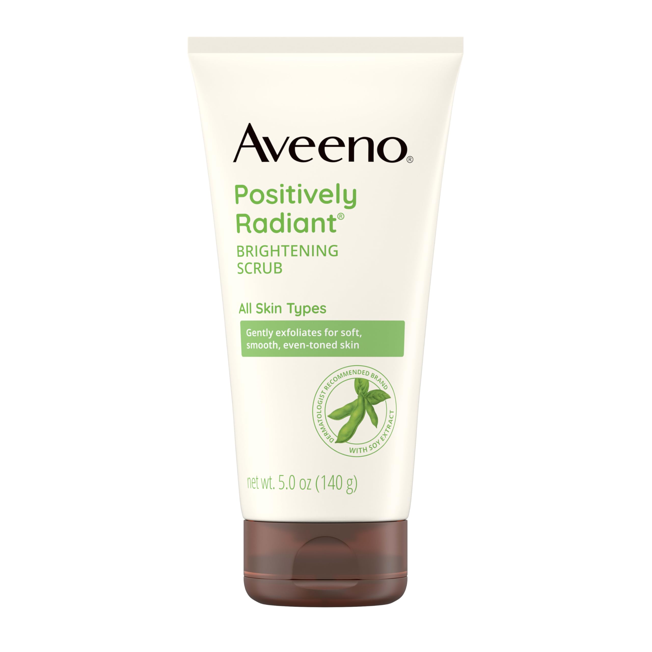 Aveeno Positively Radiant Skin Brightening Exfoliating Daily Facial Scrub, Moisture-Rich Soy Extract, helps improve skin tone & texture, Oil-& Soap-Free, Hypoallergenic, 5 oz