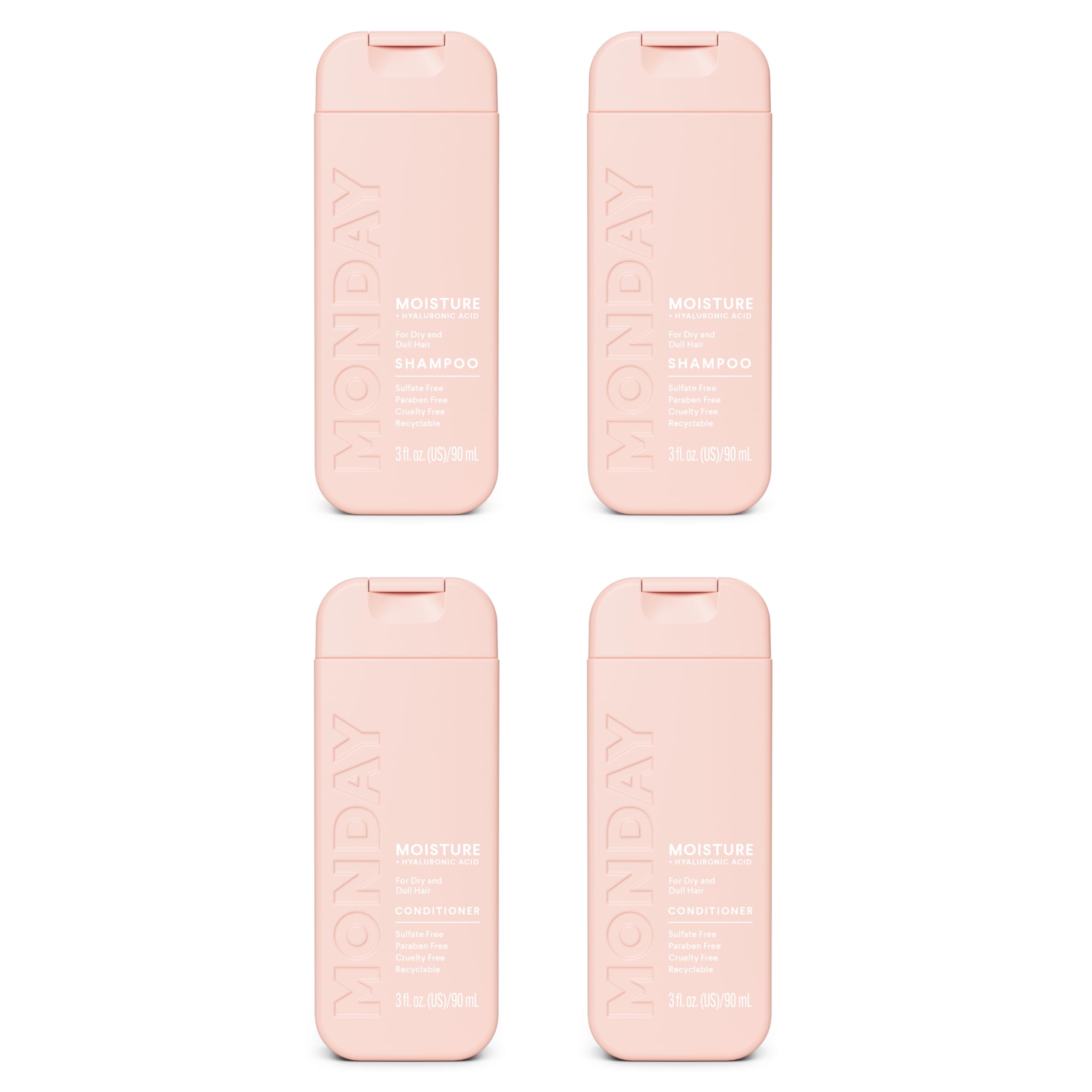 Monday Haircare Moisture Shampoo & Conditioner Travel Pack - 3oz, 90ML Travel Kit (2 x Shampoo,2 x Conditioner)