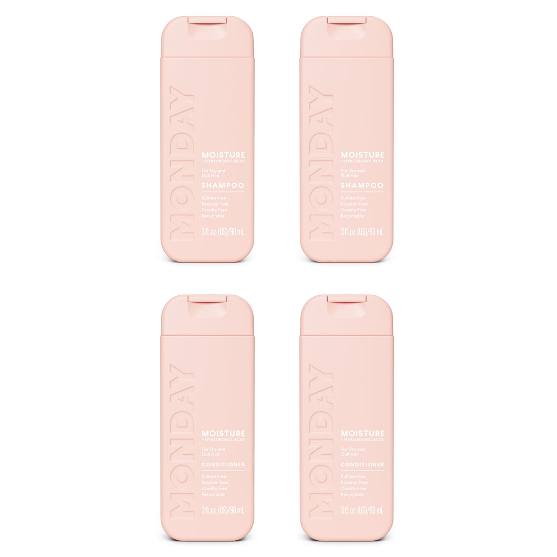 Monday Haircare Moisture Shampoo & Conditioner Travel Pack - 3oz, 90ML Travel Kit (2 x Shampoo,2 x Conditioner)