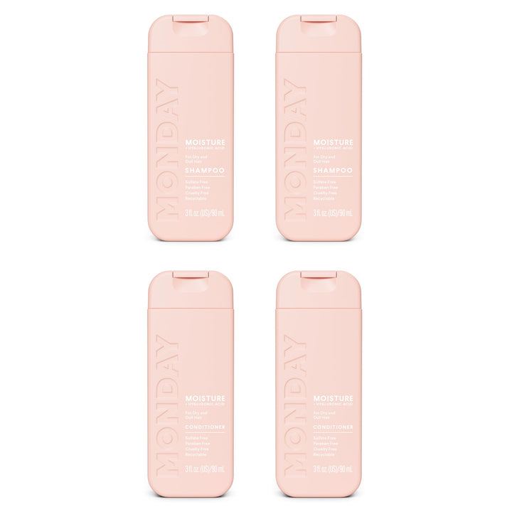 Monday Haircare Moisture Shampoo & Conditioner Travel Pack - 3oz, 90ML Travel Kit (2 x Shampoo,2 x Conditioner)