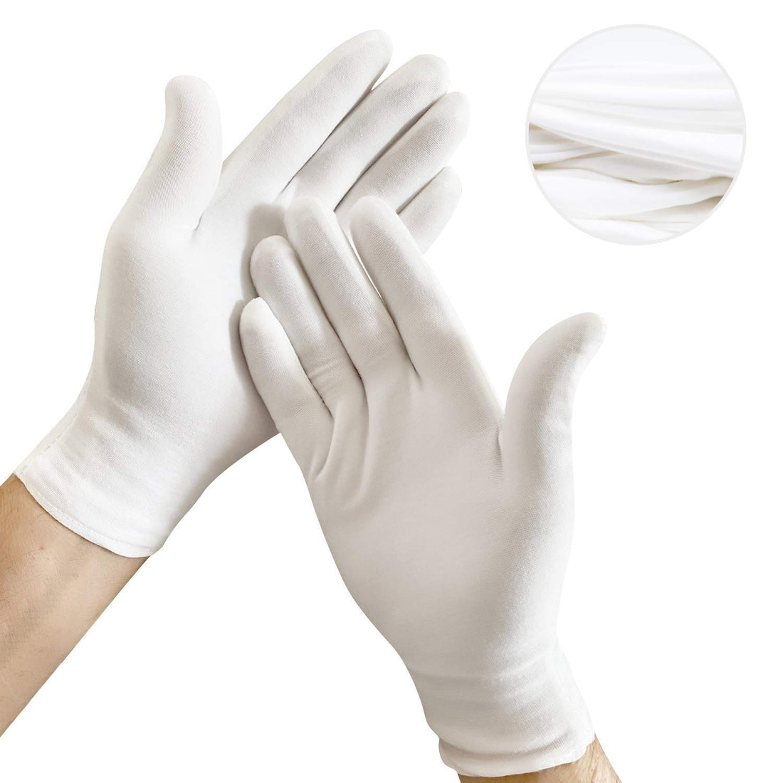 24 pcs (12 Pairs) White Cotton Gloves for Dry Hands, SPA Gloves Inspection Gloves Coin/Jewelry.