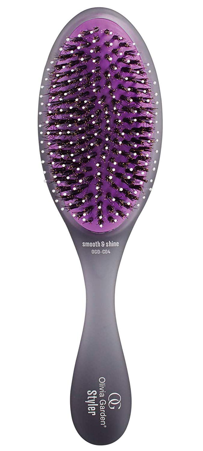 Olivia Garden OG Brush Styler, To Smooth and add Shine, All hair Types, removable cushion for easy cleaning, scalp hugging for scalp massage, gentle, for women, men and children, Black