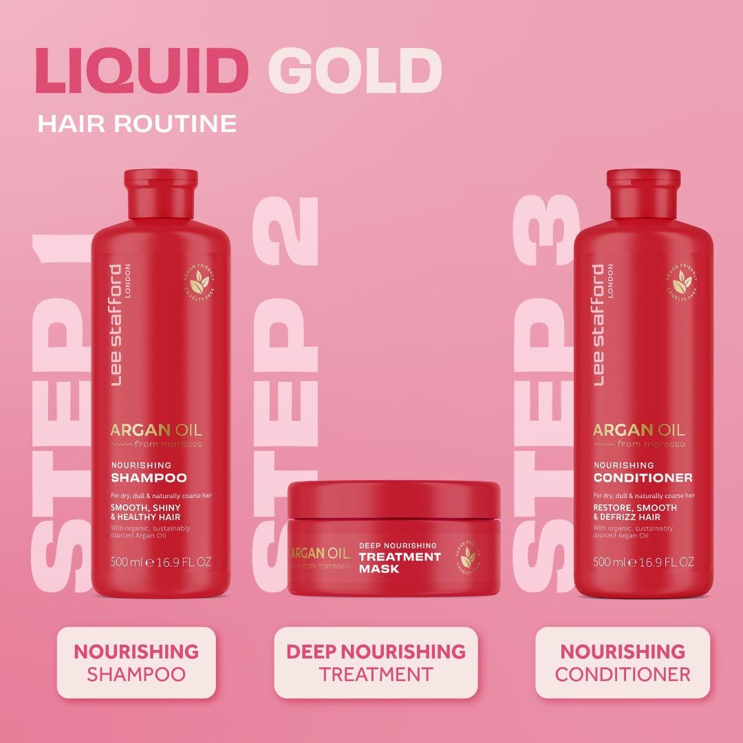 Lee Stafford Argan Oil Nourishing Hair Conditioner, 16.9 Fl Oz For Dry Dull and Naturally Coarse Hairs Hair Tretament Cream Defrizz Hair