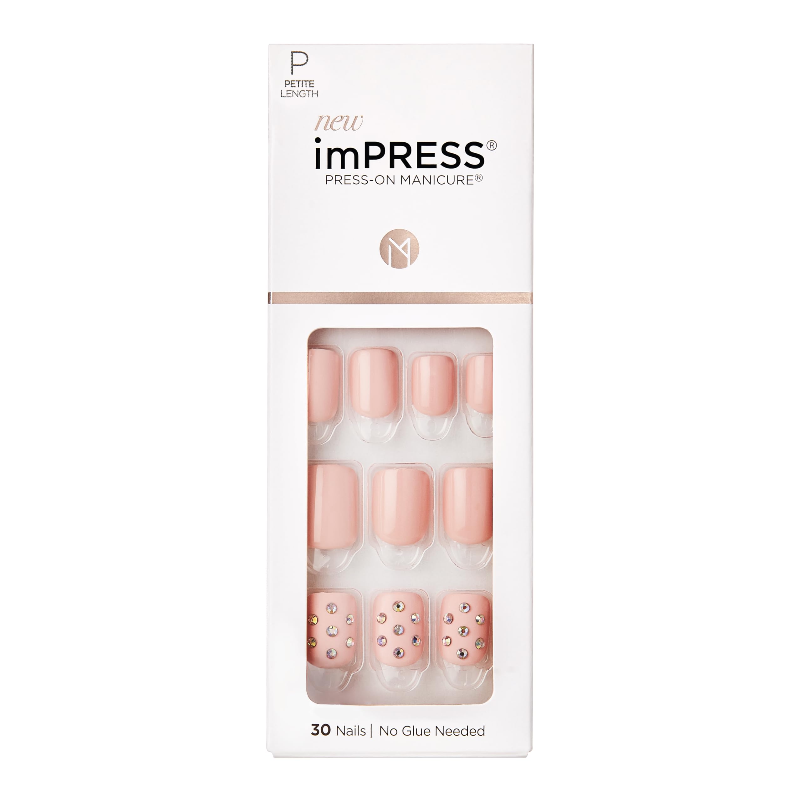 KISS imPRESS Color Press-on Manicure - Pink with crystals