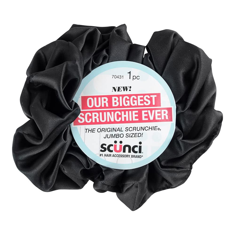 Scunci Jumbo Black Satin Scrunchie, Black