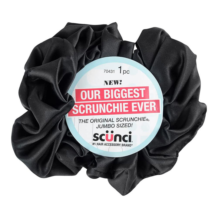 Scunci Jumbo Black Satin Scrunchie, Black