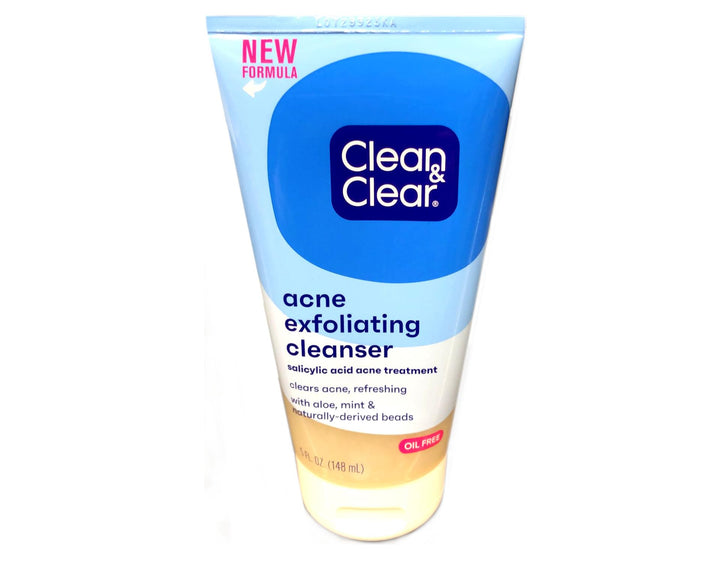 Clean & Clear Acne Triple Clear Exfoliating Facial Scrub with Salicylic Acid Acne Medicine, Aloe & Mint for Acne-Prone Skin Care, Oil-Free & Non-Comedogenic, 5 oz