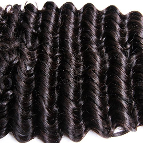 16, GR-Peruvian hair-Deep wave : GoldRose Beauty Grade 6A 100% Unprocessed Peruvian Virgin Human Hair Deep Wave Remy Hair Weave Deep Curly 1 Bundle Natural Black 16