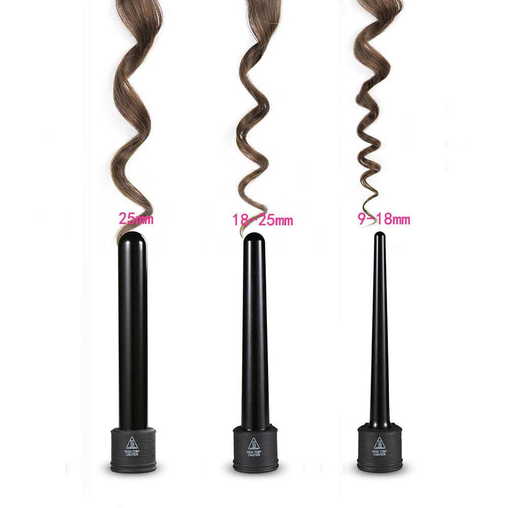 Curling Iron Set, Zealite 3 in 1 Hair Curling Wand Hair Styling Tools Kit for Hair Curler Wand Sizes 09-18/18-25/25 mm Ceramic Barrels + Heat Resistant Glove