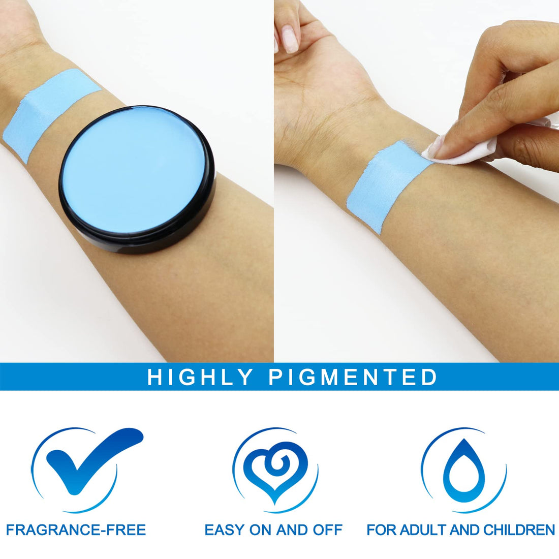 MEICOLY Light Blue Face Body Paint,1.05oz Water Based Washable Pale Baby Blue Face Paint Sadness,Face Painting for Sally Avatar Scary Corpse Bride Halloween SFX Cosplay Makeup