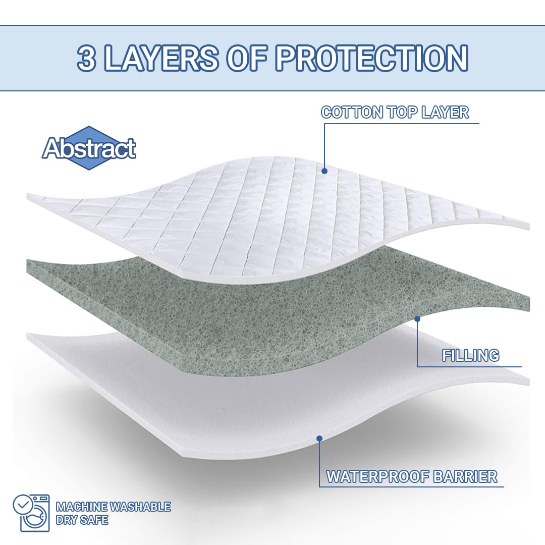 Abstract Quilted Mattress Pad White Fitted Waterproof Cotton Protector Cover (24 x 38 (Mini Crib)) (24 x 38 (Mini Crib)) by Abstract