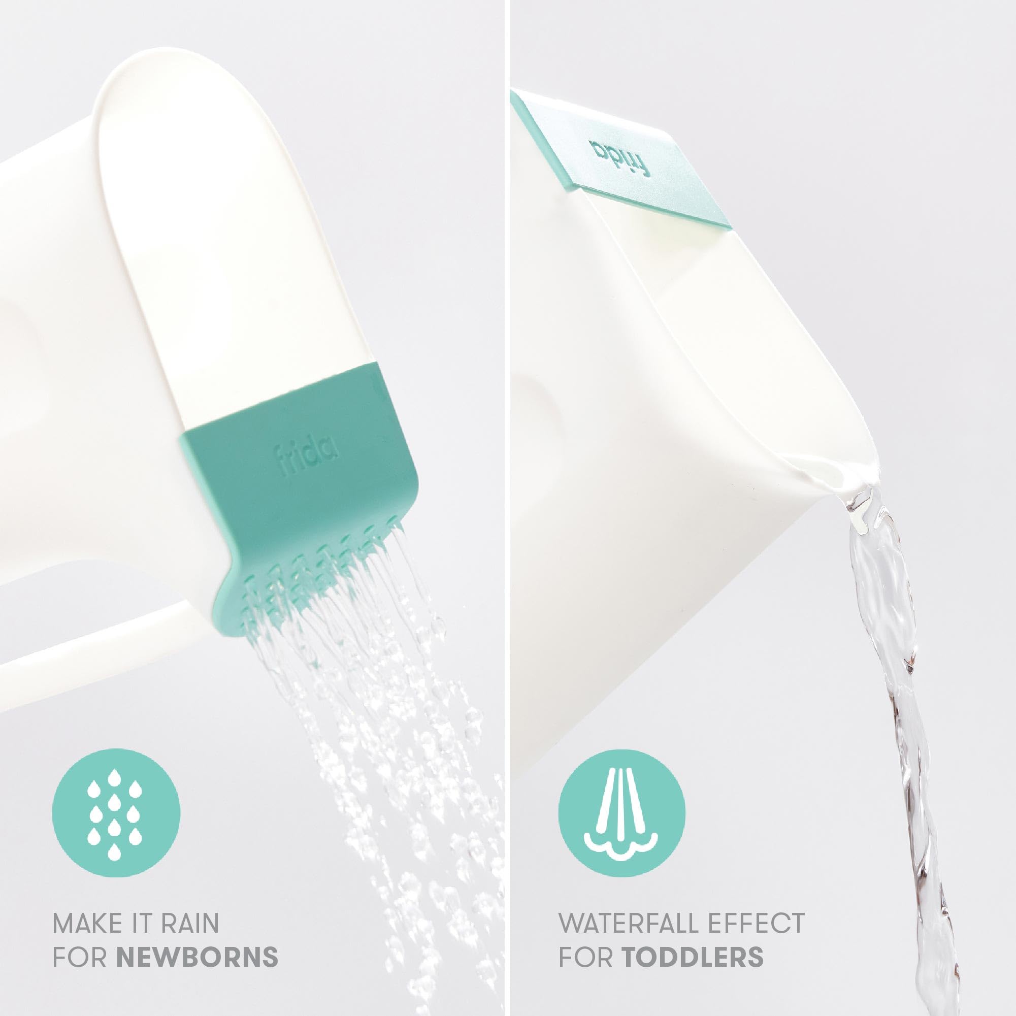 Frida Baby Control The Flow Bath Rinse Cup | Rinser to Wash Hair + Body | Rinser-Cup for Bath Time with Easy Grip Handle + Removable Rain Shower