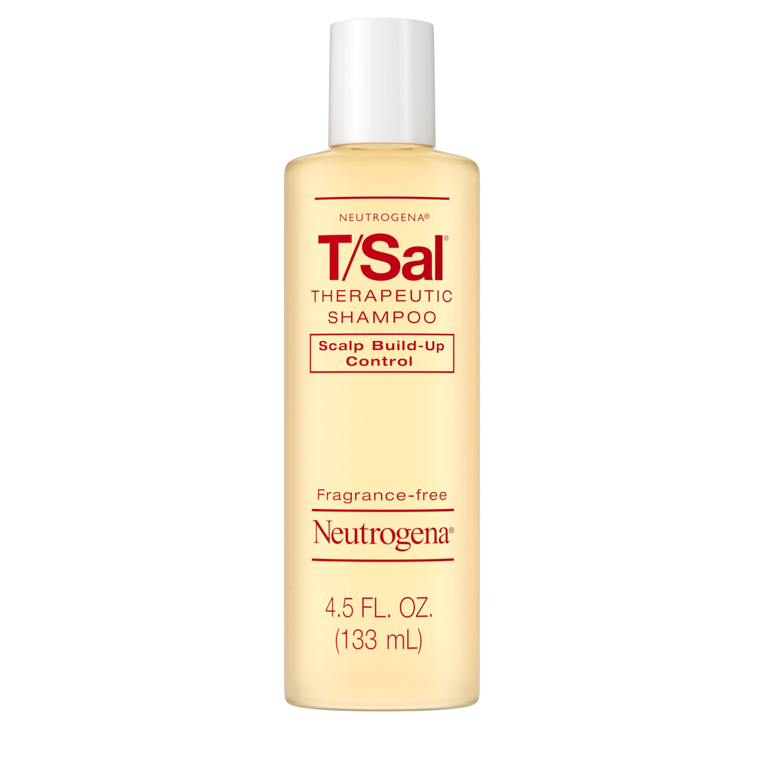 Neutrogena T/Sal Therapeutic Dandruff Shampoo, Scalp Build-Up Control, 3% Salicylic Acid, Scalp Psoriasis Treatment, Seborrheic Dermatitis Shampoo, Clears & Controls Flakes, Fragrance Free, 4.5 fl oz