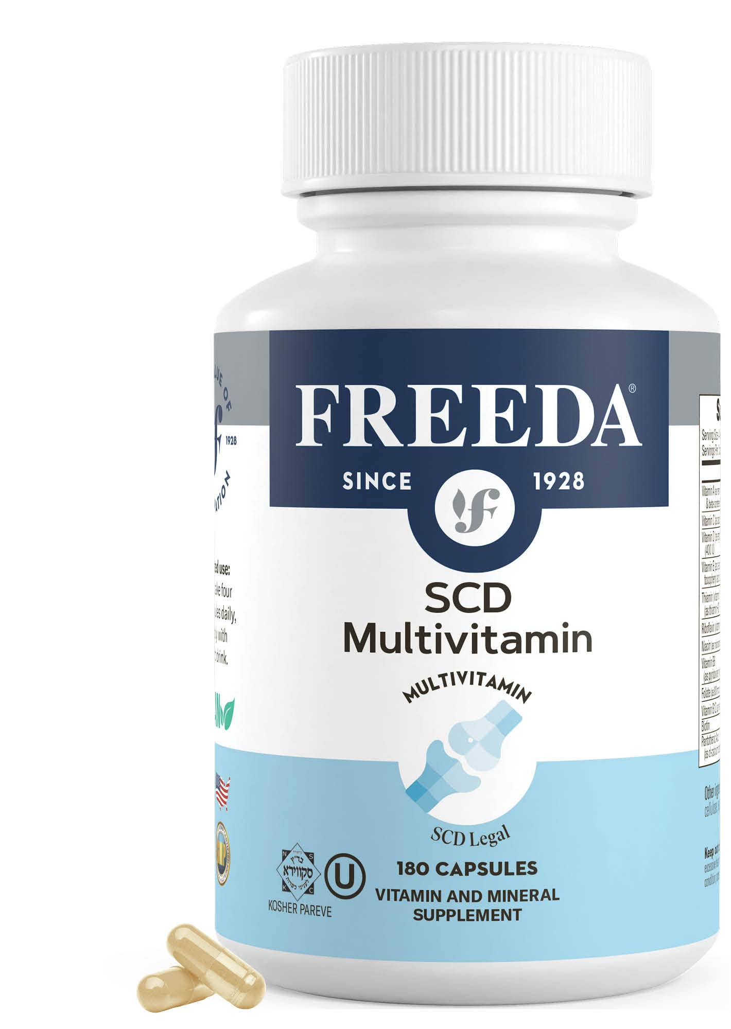 FREEDA Multivitamin – SCD Multivitamin - Kosher Multi Vitamins Supplements for Women Health - Men’s Vitamins for Men Health - Multivitamins for Men & Women Adult Vitamins Multivitamin (180 Count)