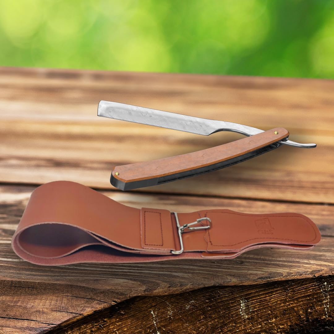 Leather Razor Strop : 2 1/2 X 23 Barber's Razor Strop Cow Hide, Dual Straps with Swivel Clip