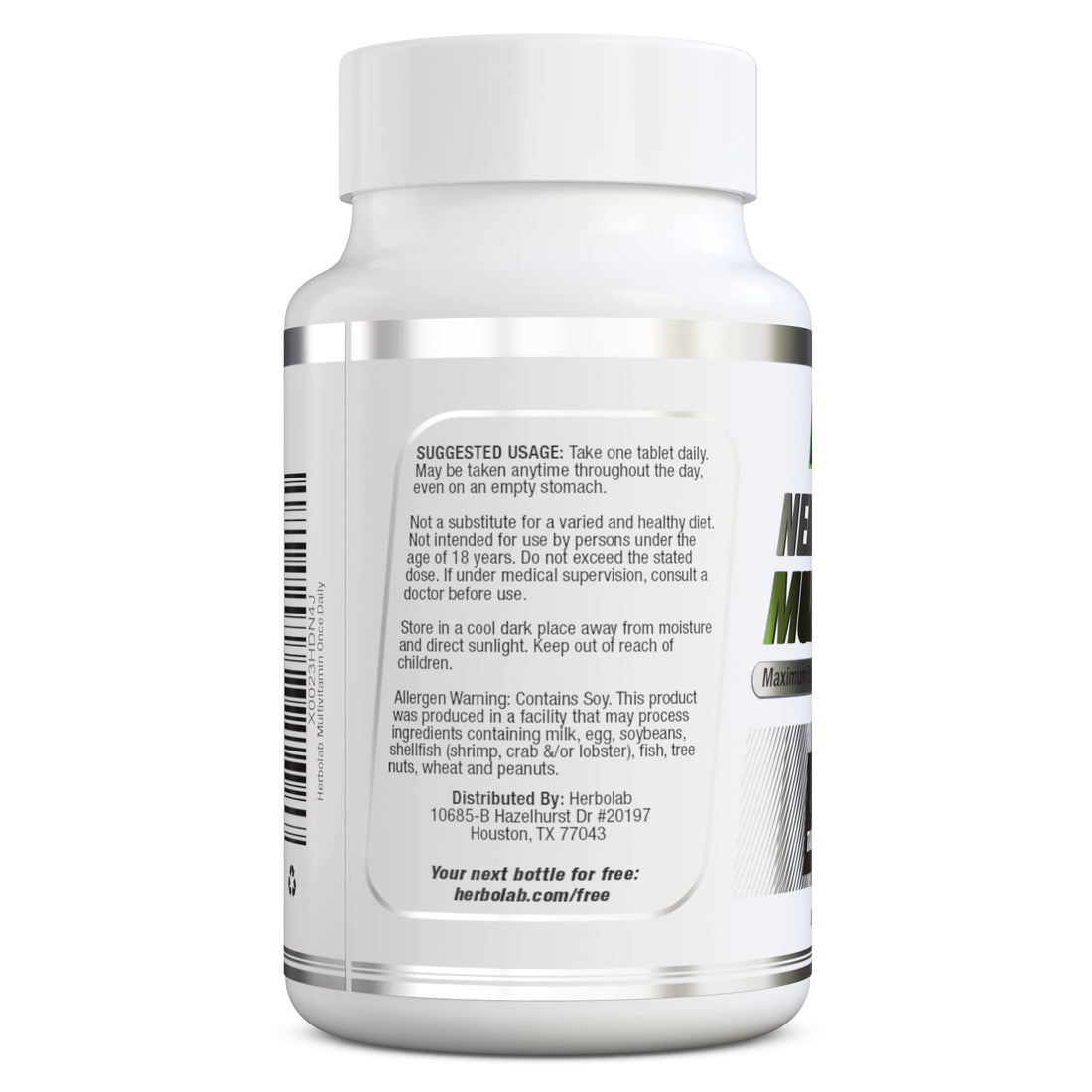 herbolab Multivitamin Once Daily, Max Strength Vitamins A, C, D, E, K, B1, B2, B6, B12, Niacin, Calcium, Magnesium, Zinc, Selenium, Copper, Manganese, Chromium with Lycopene, 60 Count 2 Mo Supply