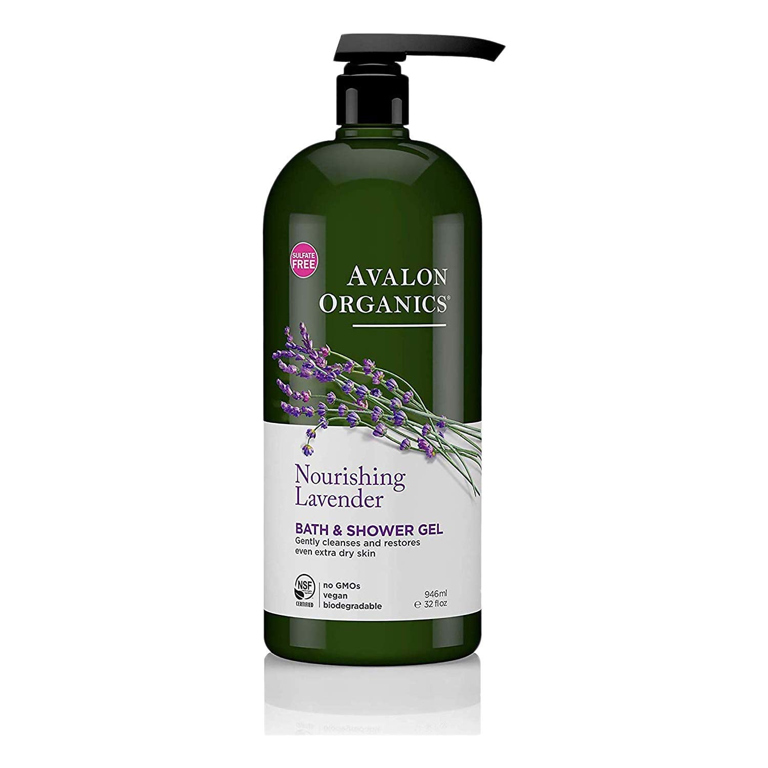 Avalon Organics Avalon Bath And Shower Gel, Lavender, 32 Ounce