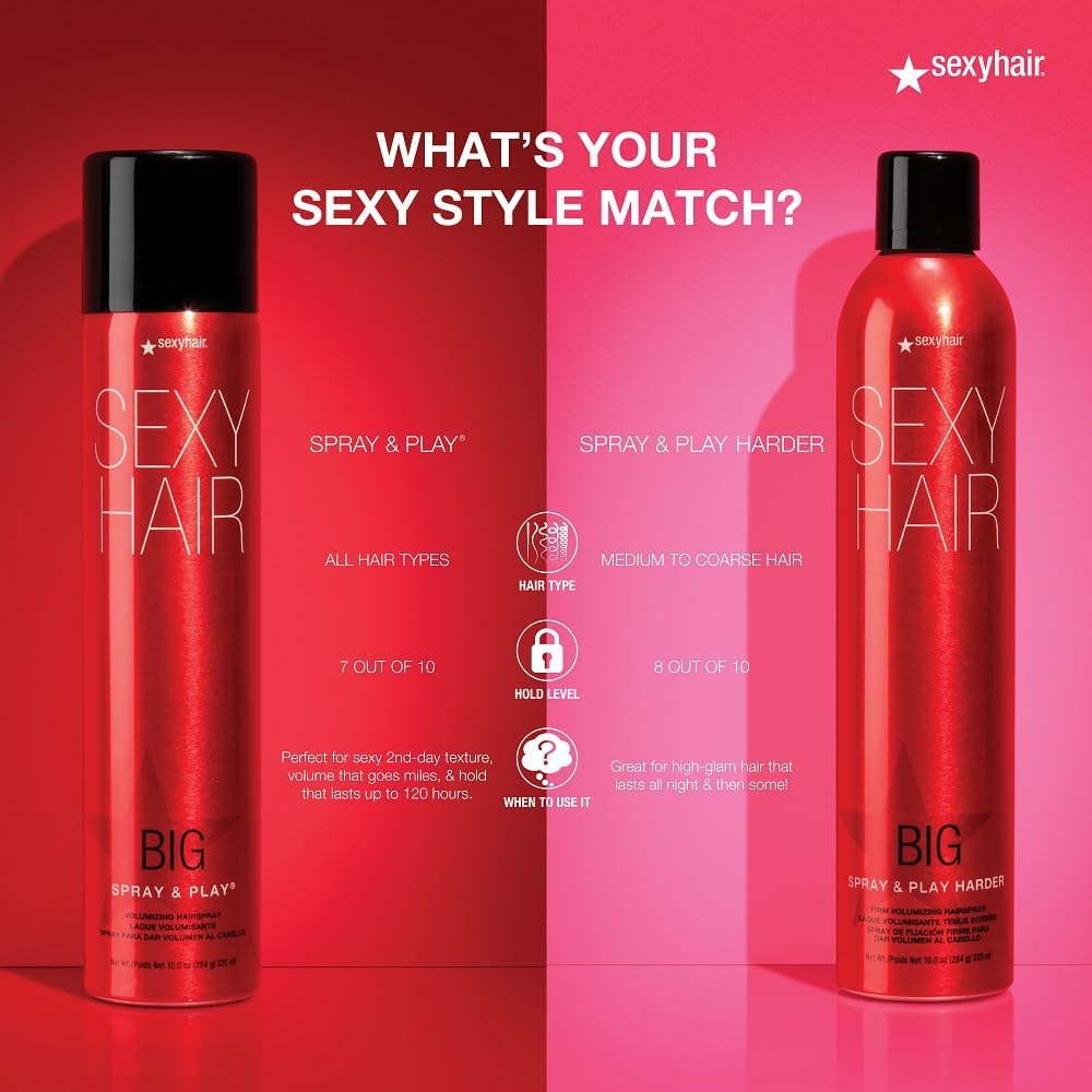 SexyHair Big Spray & Play Volumizing Hairspray, 10 oz.