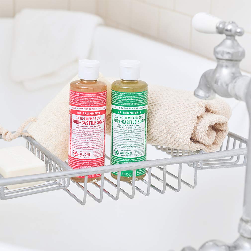 Dr. Bronnerââ‚¬â„¢s - Pure-Castile Liquid Soap (Rose) - Made with Organic Oils, 18-in-1 Uses: Face, Body, Hair, Laundry, Pets & Dishes, Concentrated, Vegan, Non-GMO (8 Fl Oz)