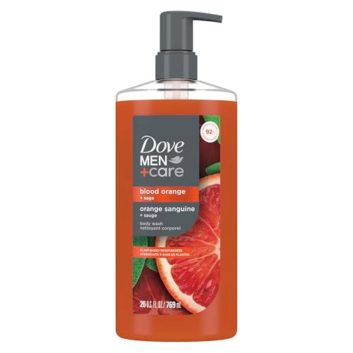 DOVE MEN + CARE Body Wash Blood Orange to Rebuild Skin in the Shower with Plant-Based Cleansers and Moisturizers 26 fl oz
