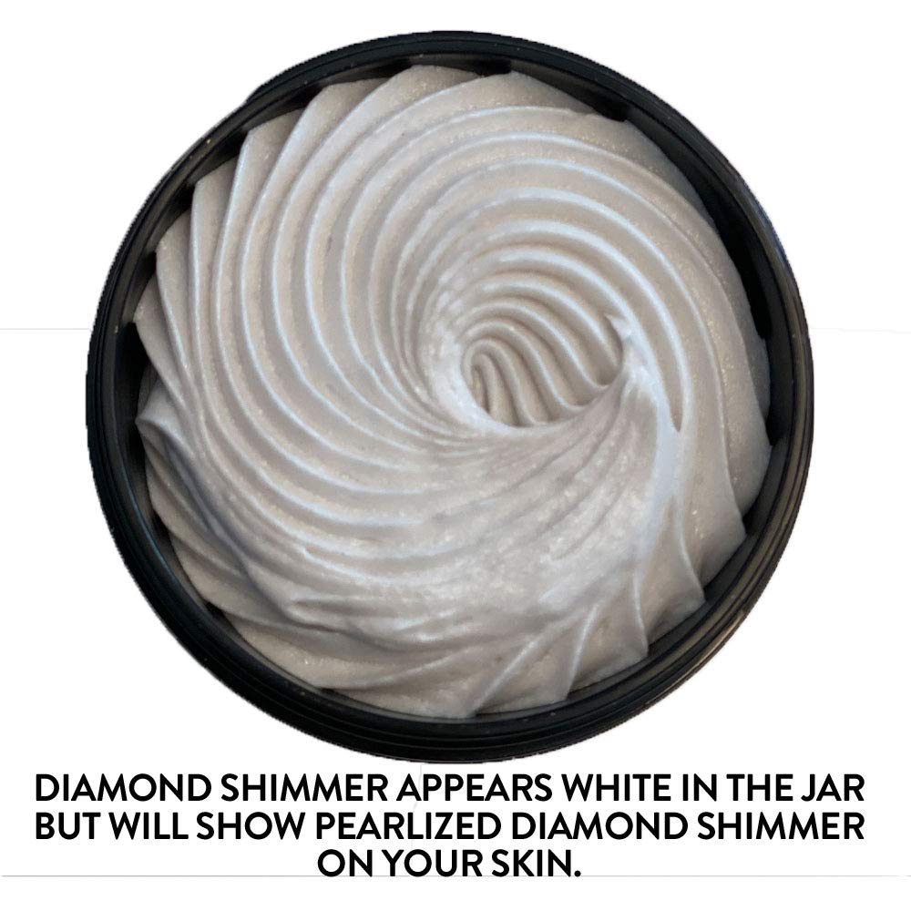 GLIMMER GODDESS Organic Whipped Body Butter - Super Level 3 Diamond Shimmer - Moisturizing & Nourishing Skincare with Natural Ingredients - Luxurious Glow & Hydration for All Skin Types - 4.0 oz
