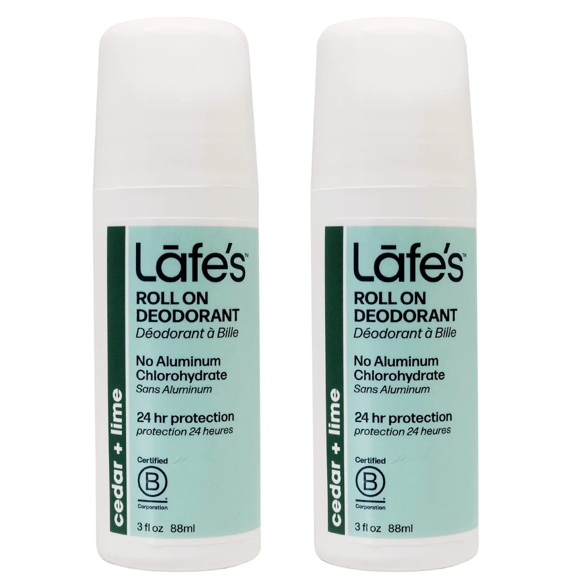 Lafe's Fresh Roll On Deodorant (Pack of 2) With Cedar, Sage, and Aloe Vera, 2.5 oz Each