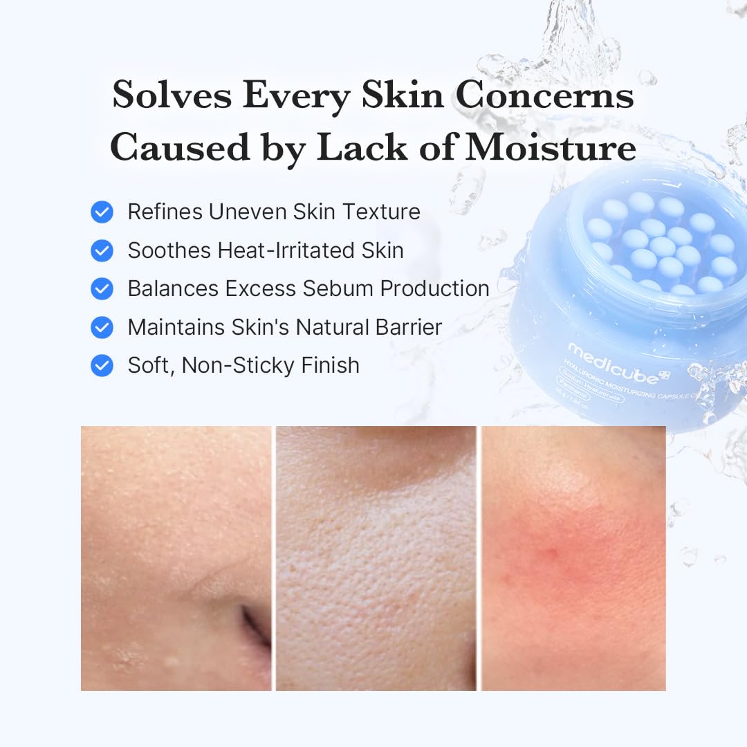 medicube Hyaluronic Acid Capsule Cream | 120H Long-Lasting Hydration, Barrier Care & Calming Daily Facial Moisturizer For All Skin Types | With Hyaluronic Acid, Panthenol & Ceramides | Korean Skincare