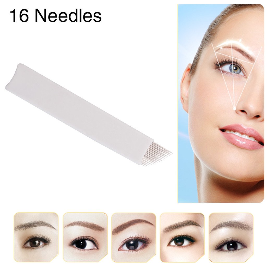 Chuse S16 50pcs Permanent Makeup Manual Eyebrow Tattoo Needle Curved Blade 16 Needles