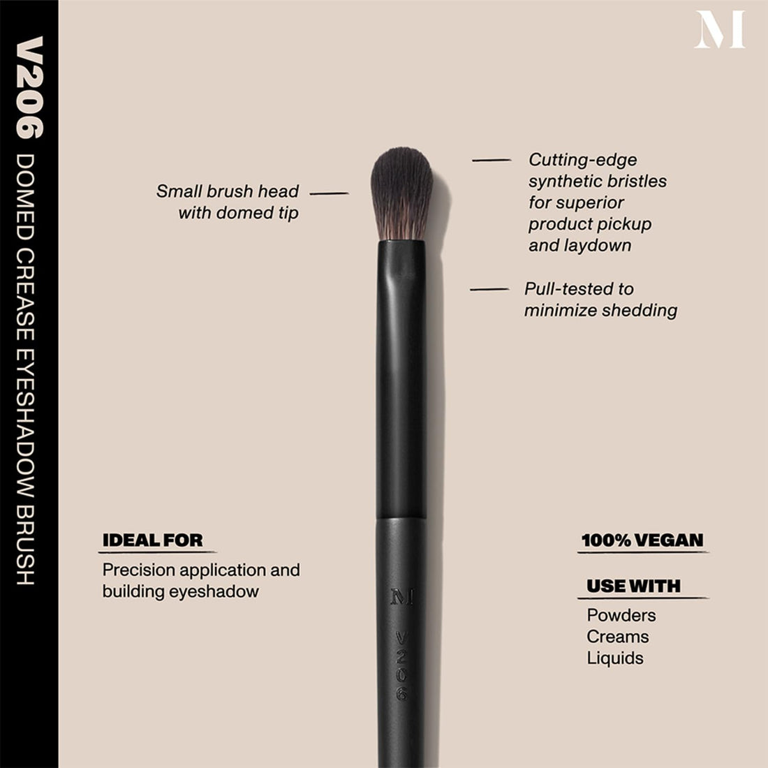 Morphe Vegan Bold Eyeshadow Brush Crease Duo - Vegan Makeup Brushes for Powder, Cream & Liquid Formulas - Cutting-Edge Synthetic Bristles - Includes V206 & V300 (2 Count)