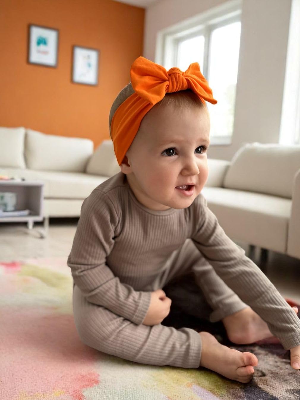 BABYGIZ Baby Girl Headbands-Infant,Toddler Cotton Handmade Hairbands with Bows Child Hair Accessories (Orange)