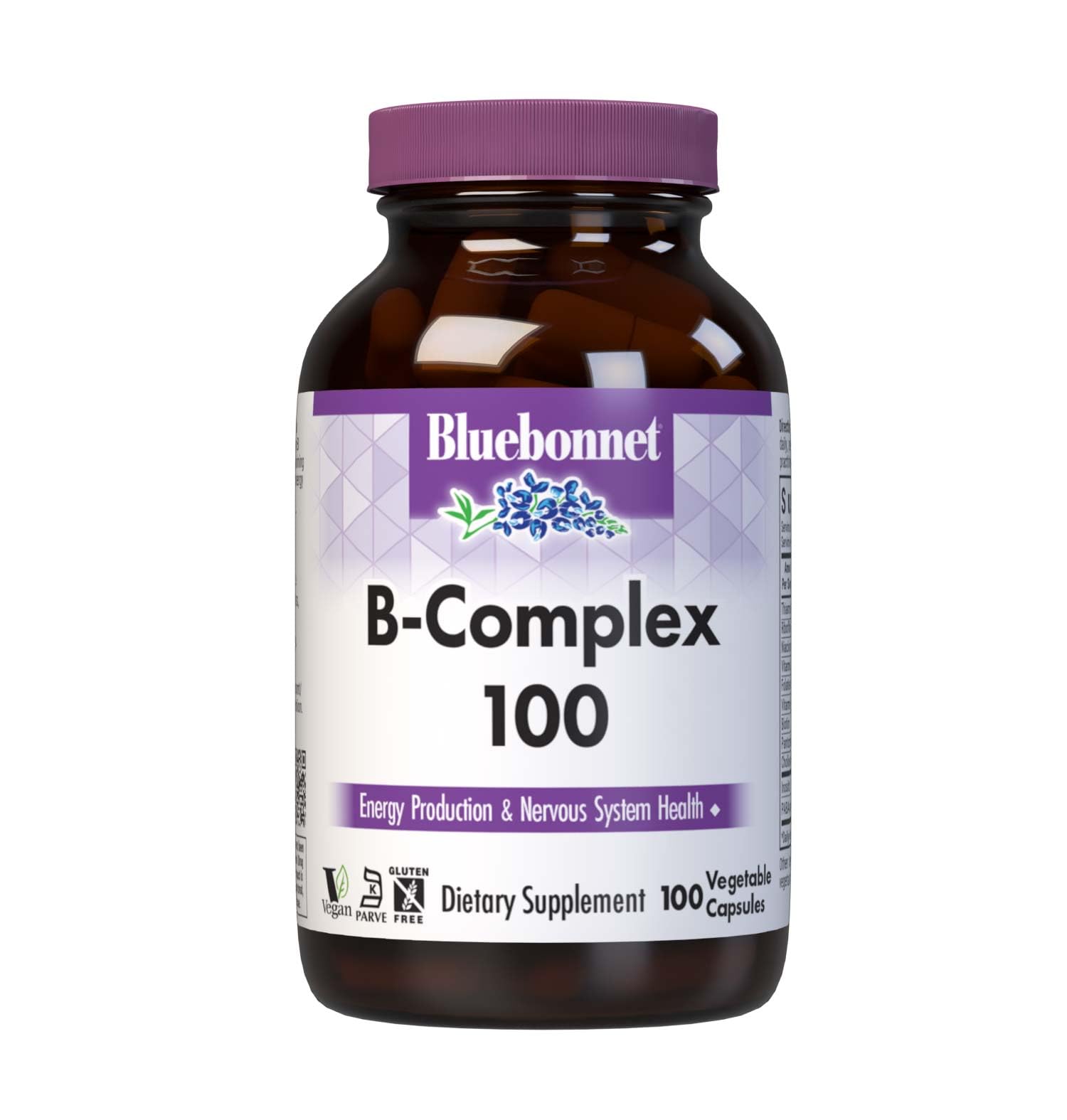 Bluebonnet Nutrition B Complex, Complete Full Spectrum, Vitamin B6, B12, Biotin, Folate, Vegan, Vegetarian, Gluten, Soy & Milk Free, Kosher, 100 Count