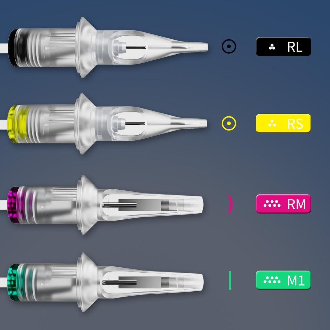 BIGWASP 50pcs Assorted Disposable Cartridge Tattoo Needles Round Liner Mixed 3RL 5RL 7RL 9RL 11RL (50pcs #10 Bugpin RL)