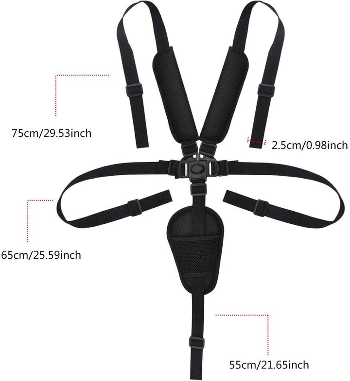 Kissral Universal 5 Point Harness Straps, Adjustable Baby Safety Strap Belt with Shoulder Pads and Guarding Pad, Harness Straps for High Chair/Pushchair/Stroller/Pram/Buggy (Black)