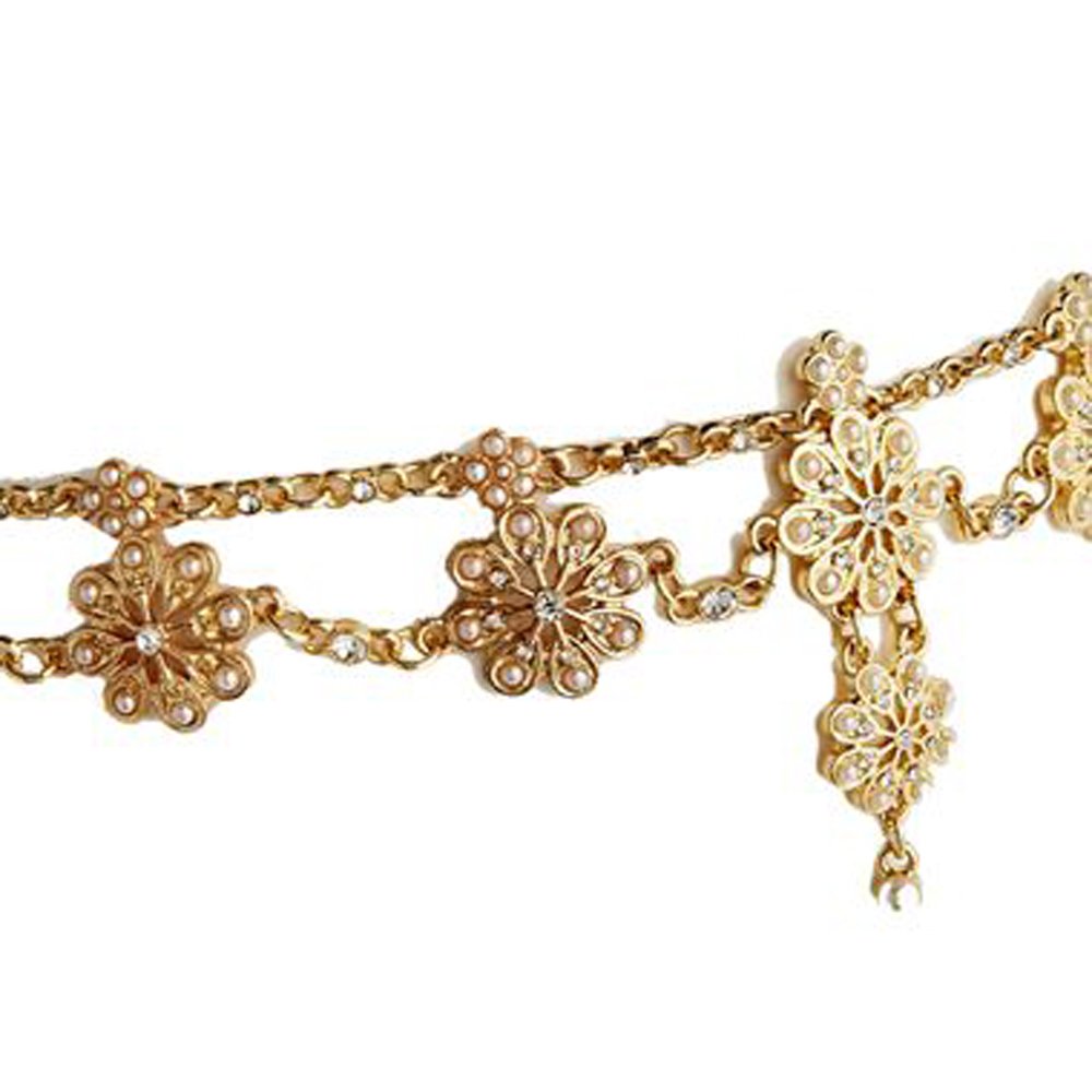 Kercisbeauty Boho Lace Hollow Out Flower with Freshwater Pearl Pendant Kercisbeauty Boho Vintage Multi Layer Hand of Fatima Pendant Head Chain Headband Head piece Hair Vine Hoop For Prom Banquet Feast