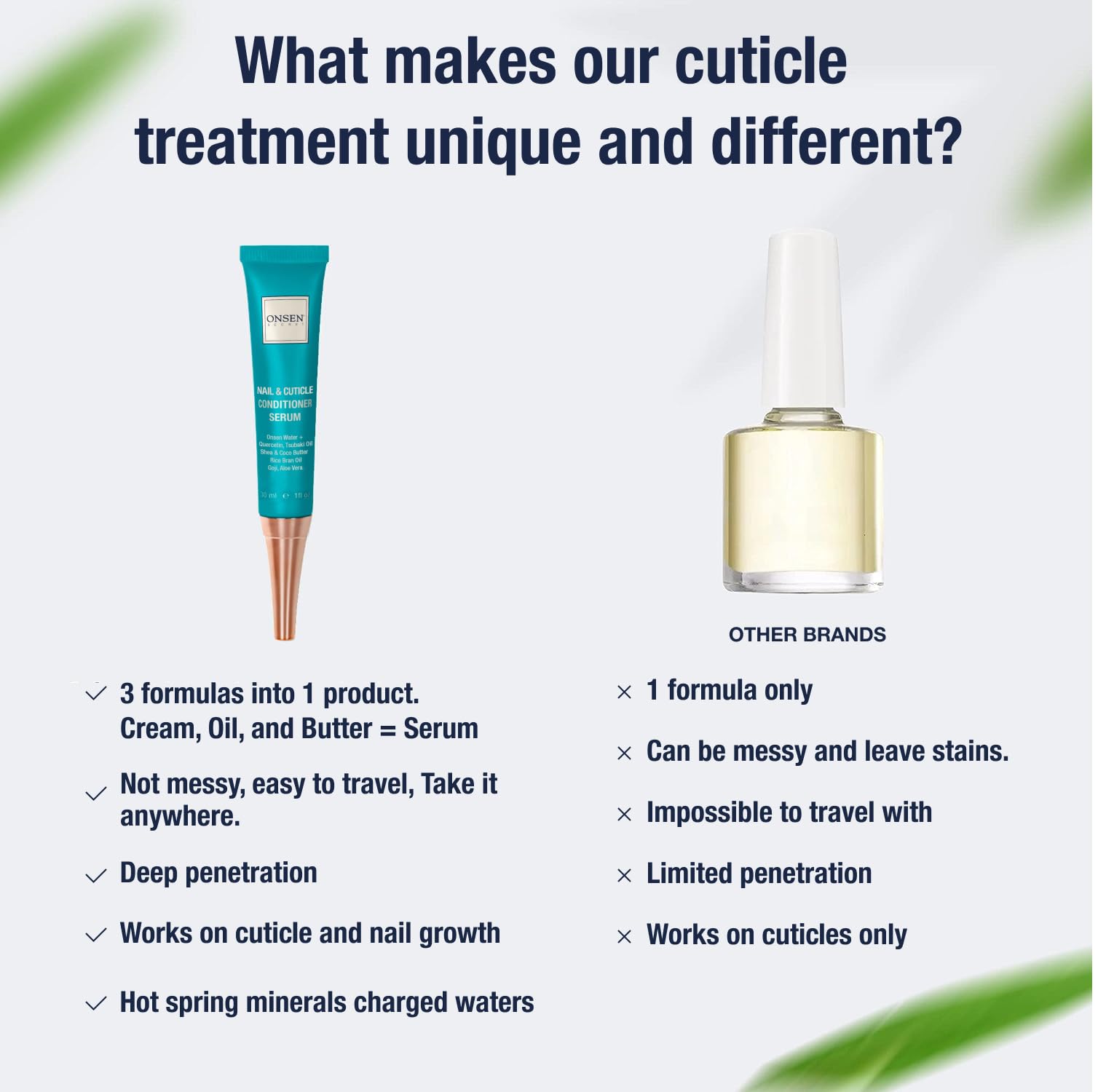 Onsen Nail & Cuticle Cream Treatment w/Japanese Tsubaki, Jojoba & Lavender Oil, Shea Butter – Strengthens Nails, Softens Cuticles - Daily Repair Care (2 Count/30 ml)