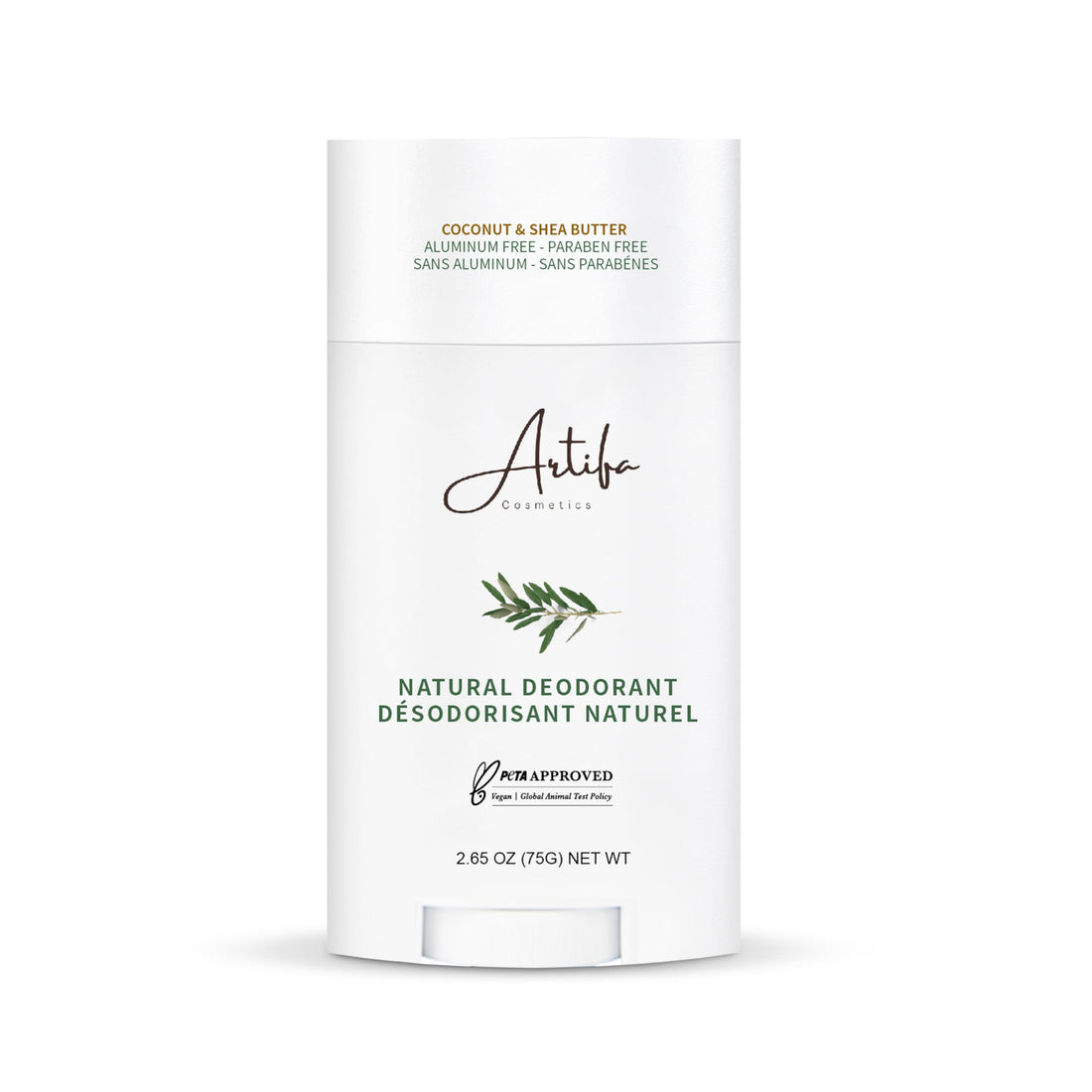 Artifa Natural Deodorant, Aluminum Free for Women and Men with Probiotics, Coconut oil, Shea Butter 2.65 oz (75 g)