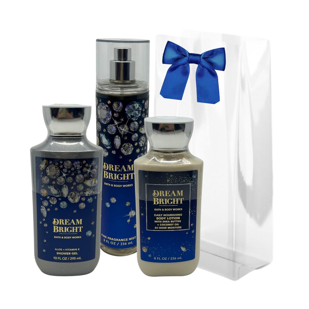 Bath & Body Works DREAM BRIGHT 3-piece Gift Set with a Blue Bow for Holidays & Gifts - Shower Gel, Mist & Body Lotion
