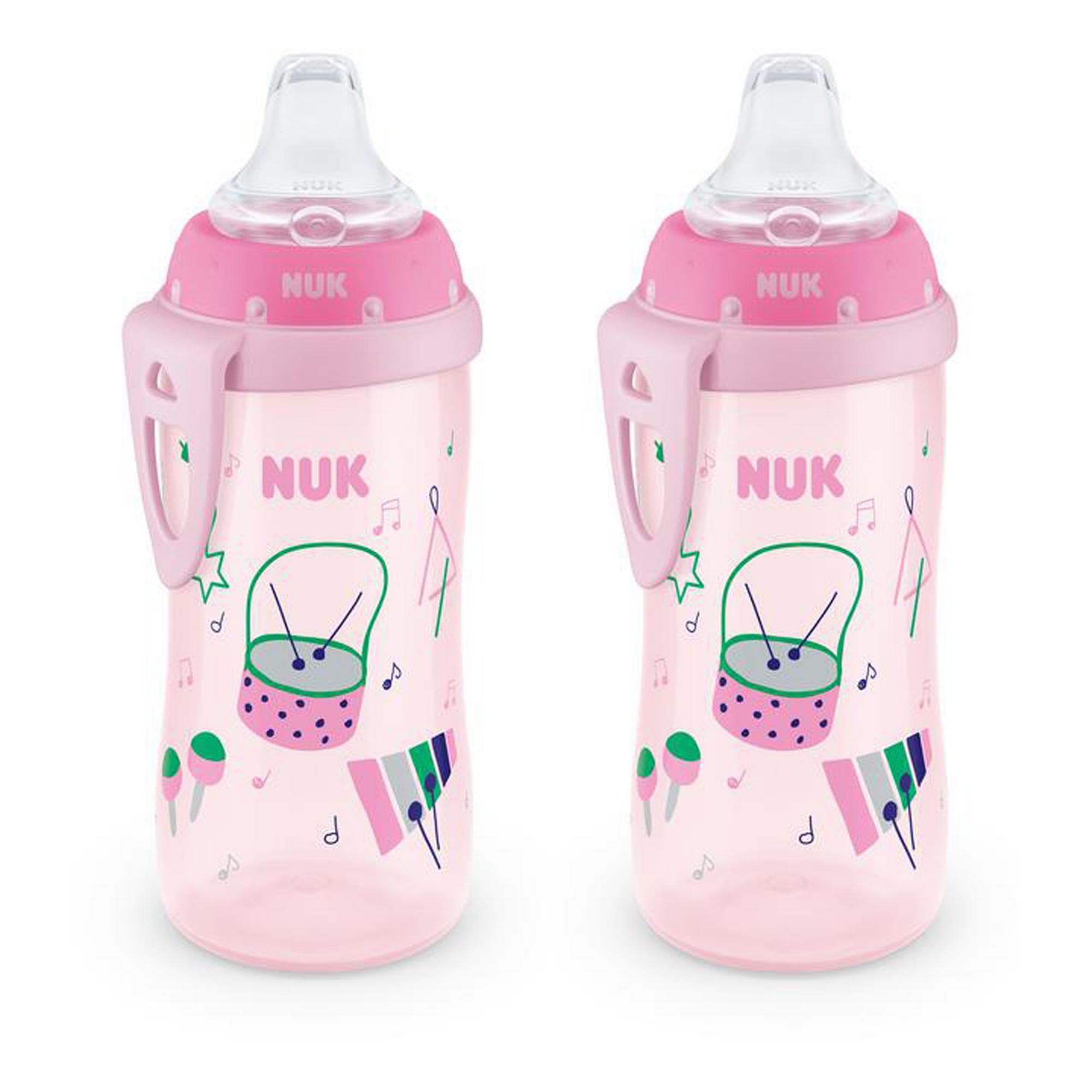 NUK Active Spill Proof Sippy Cup, 10 oz, 2 Pack, 8+ Months, Pink – BPA Free, Spill Proof Sippy Cup