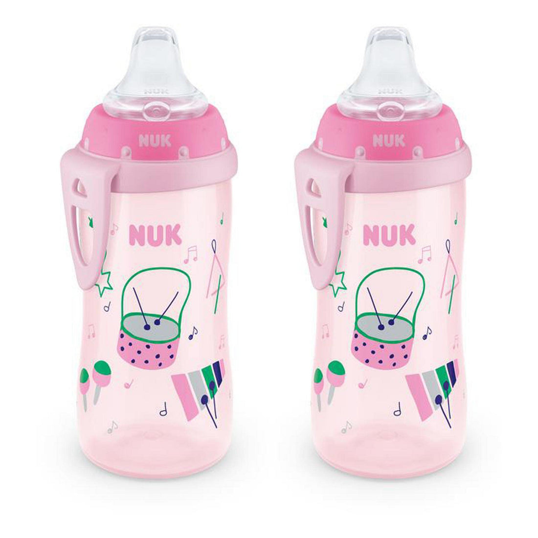 NUK Active Spill Proof Sippy Cup, 10 oz, 2 Pack, 8+ Months, Pink – BPA Free, Spill Proof Sippy Cup