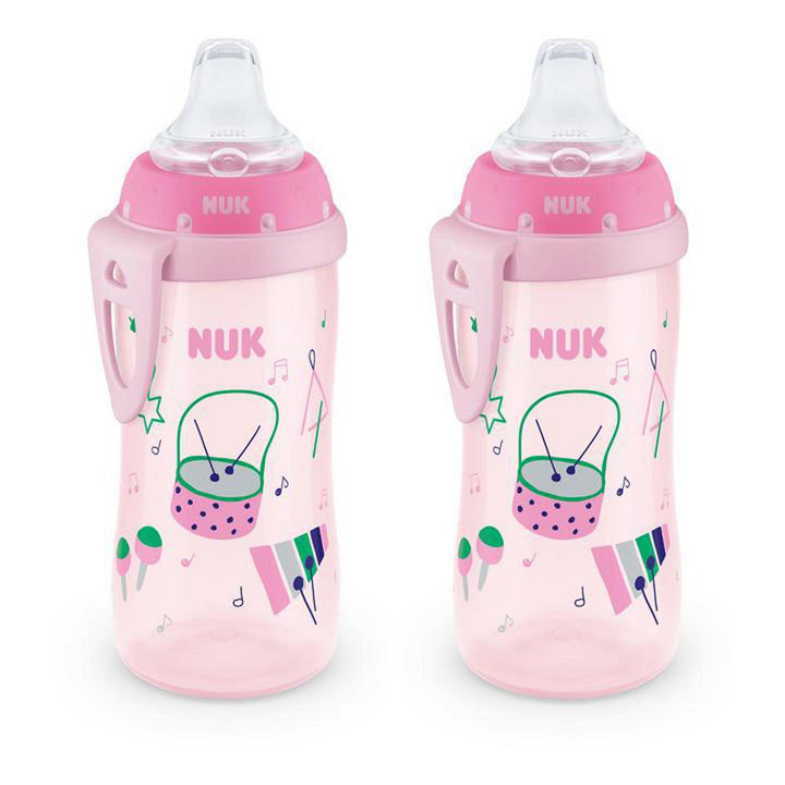 NUK Active Spill Proof Sippy Cup, 10 oz, 2 Pack, 8+ Months, Pink – BPA Free, Spill Proof Sippy Cup