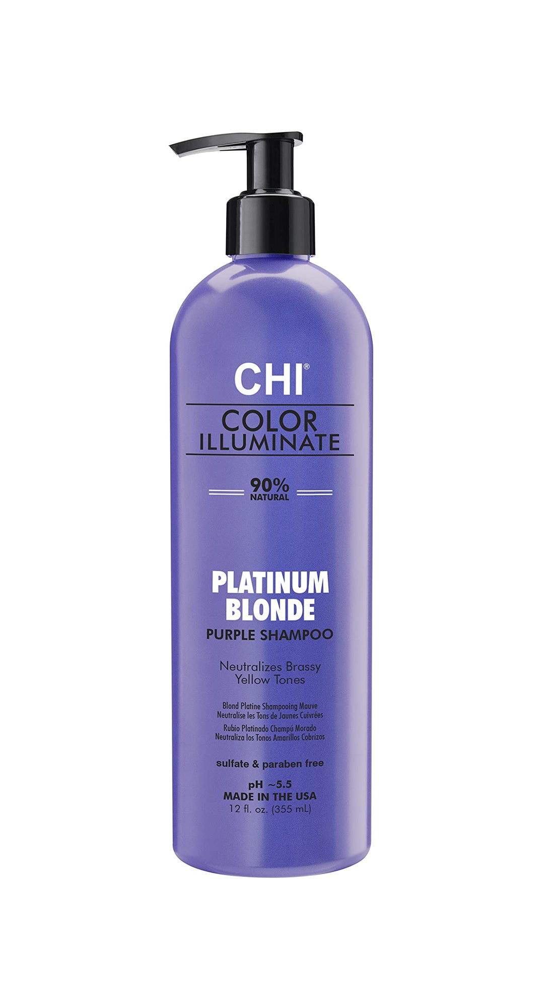 CHI Color Illuminate Shampoo, Provides Balanced Color Replenishment Between Salon Services, Sulfate, Paraben, & Cruelty-Free, Platinum Blonde, 12 Oz