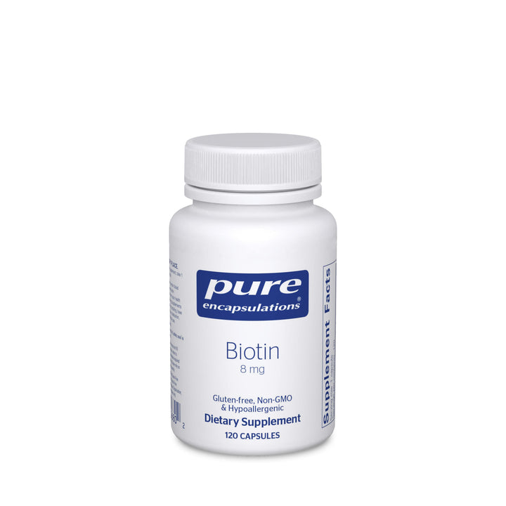 Pure Encapsulations Biotin 8 mg - B Vitamin Supplement to Aid Stress Relief, Hair, Skin & Nail Strengthening, Metabolism, Carbohydrate Support & Nervous System* - with Premium Biotin - 120 Capsules