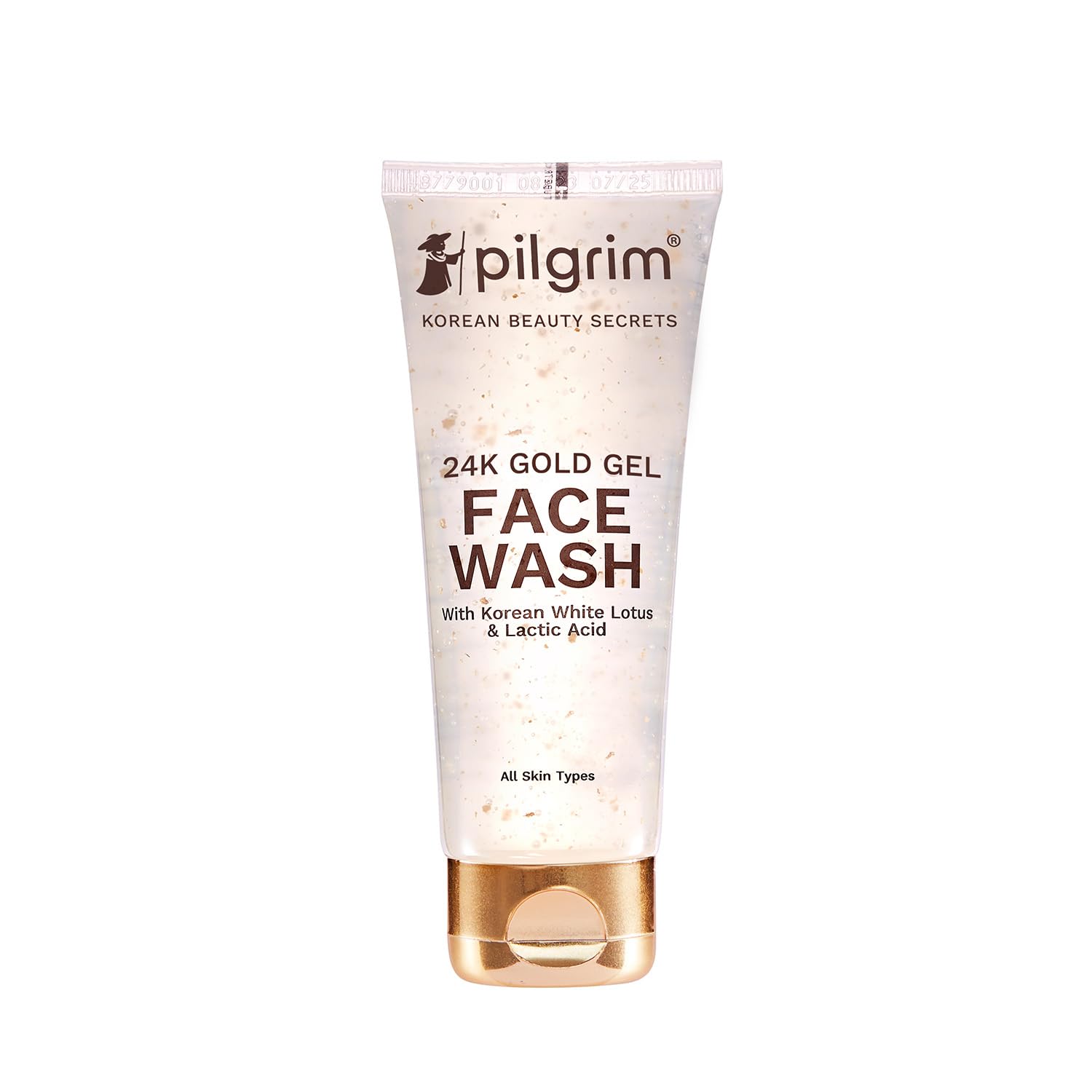 Pilgrim 24K Gold Gel Face Wash | with Lactic Acid & Korean White Lotus | Enhance Skin Radiance & Reduces Dark Spots | Gentle Exfoliating Cleanser for Glowing Skin | 2.71 Fl Oz (80ml)