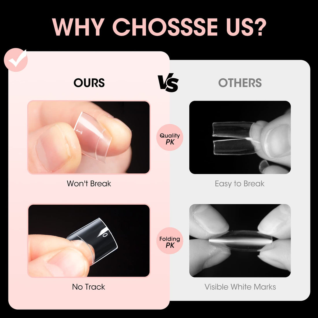 Buqikma Short Nail Tips - 1000PCS Nail Tips Short French Style Square Tips for Acrylic Nails Half Cover with Case for Nail Salon